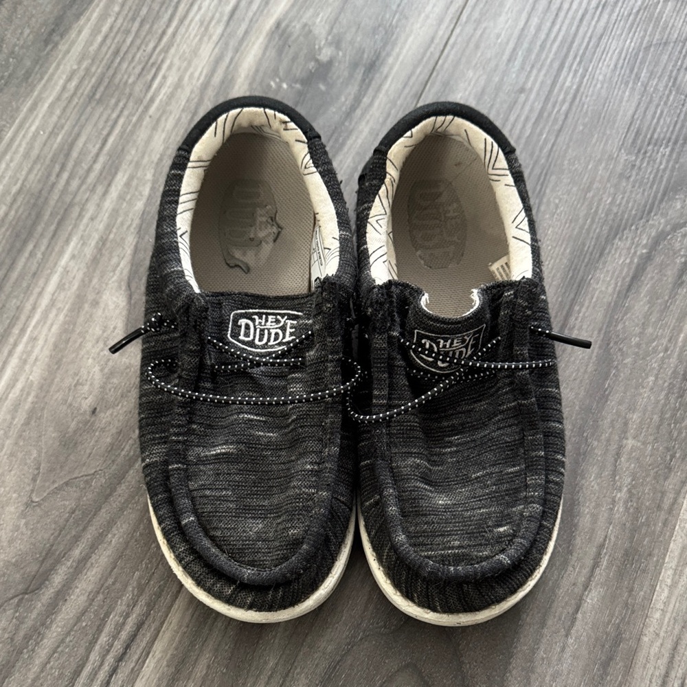 Hey Dude Kids Black and Cream Slip-On Sneakers